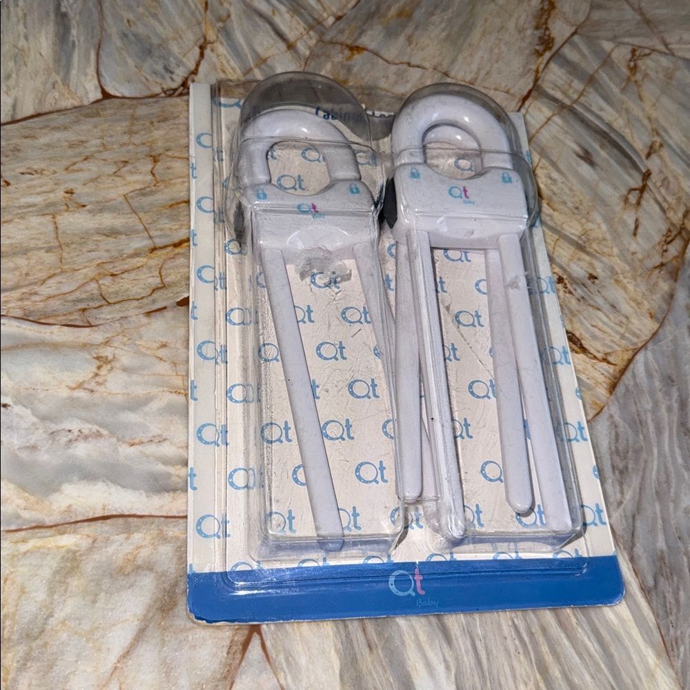 QT Baby Cabinet Lock 4 Pack White Sliding U-Shaped Child Safety QT-B3707-4PK